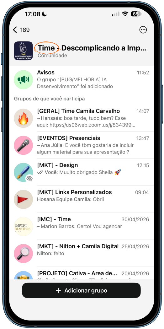 Comunidade de grupos no WhatsApp